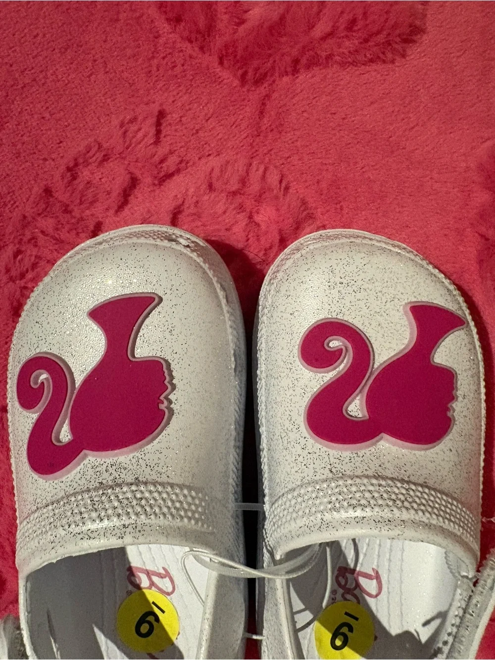 Barbie Silver Glitter Mary Janes with Hot Pink Ponytail Accent